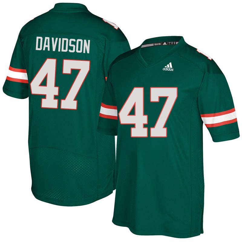 Adidas Miami Hurricanes #47 Turner Davidson College Football Jerseys Sale-Green